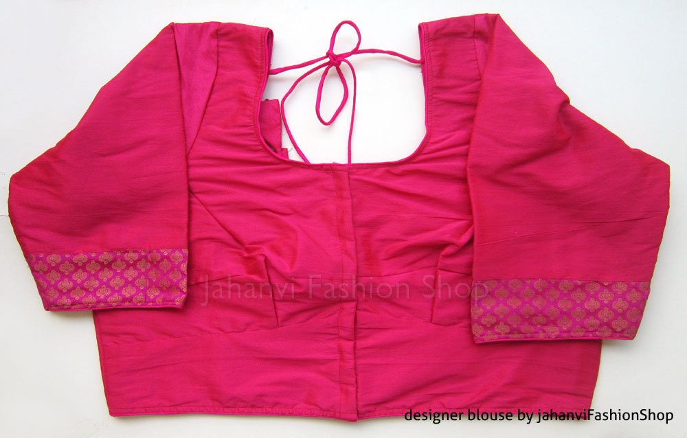 Saree Blouse: Magenta Square Neck - Ready Made, Wedding Style