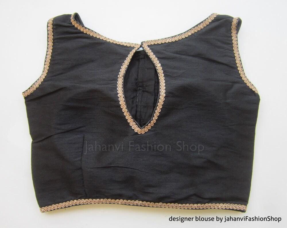 Saree Blouse Black Boat Neck Made To Order Saree Blouse, Designer Wedding & Bridal Blouse, Ready to Ship