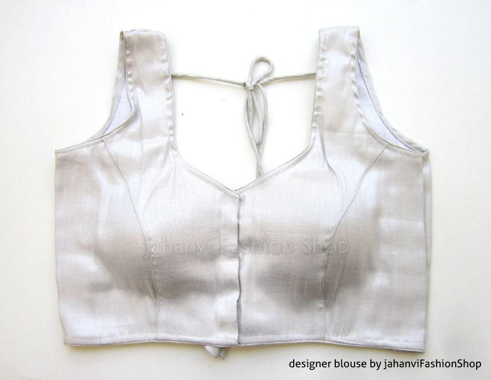 Shimmer Saree Blouse: Sweetheart Neck - 36" Bust, Readymade Sari Top