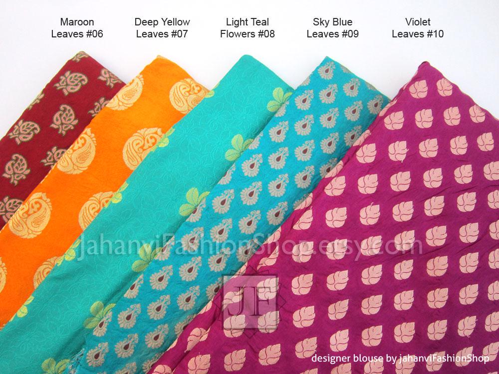 Designer Saree Blouse: Brocade Silk Boat Neck - Custom Fit Options