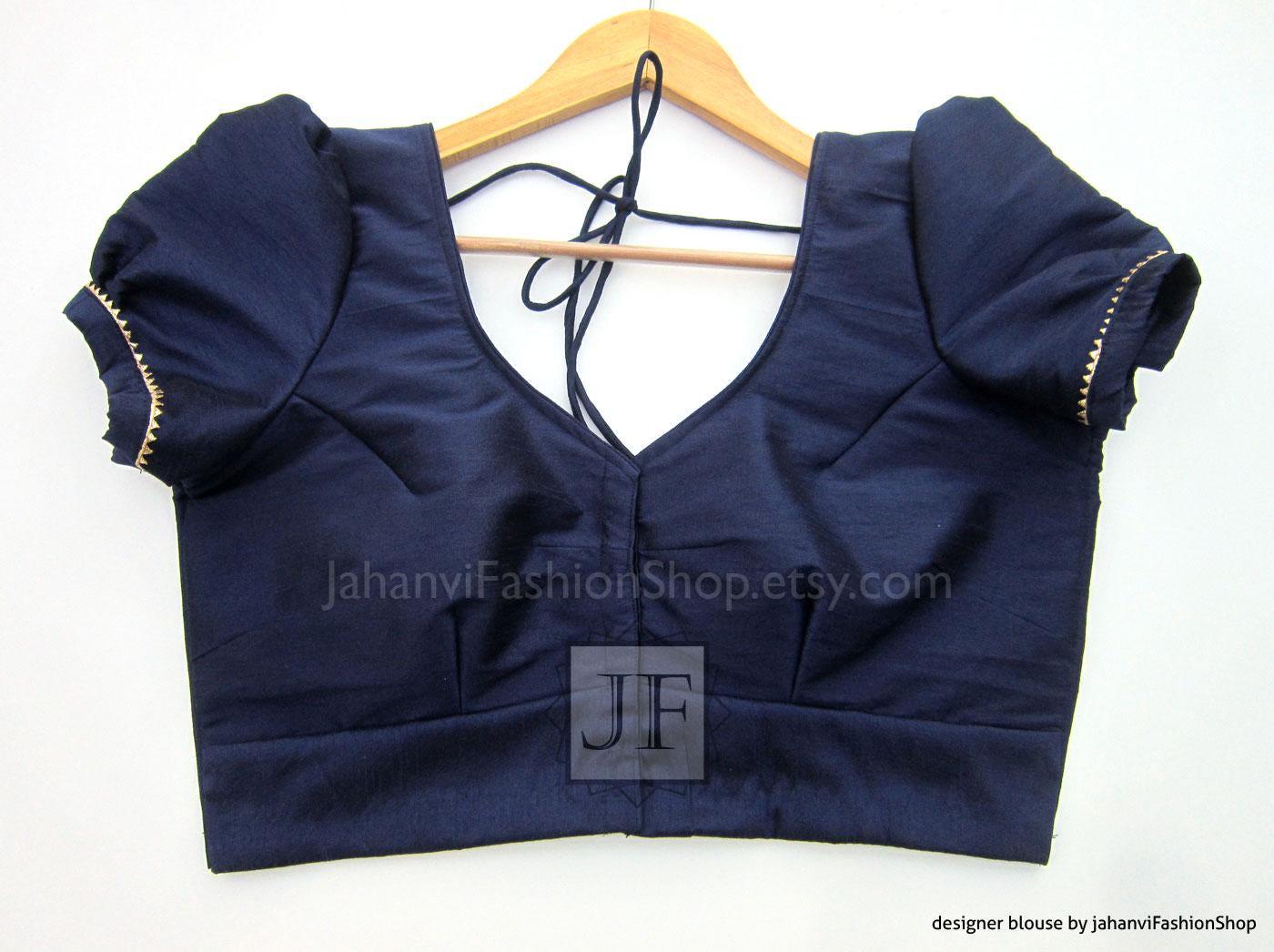 Puff Sleeve Saree Blouse: Custom Fit, Back Open Design