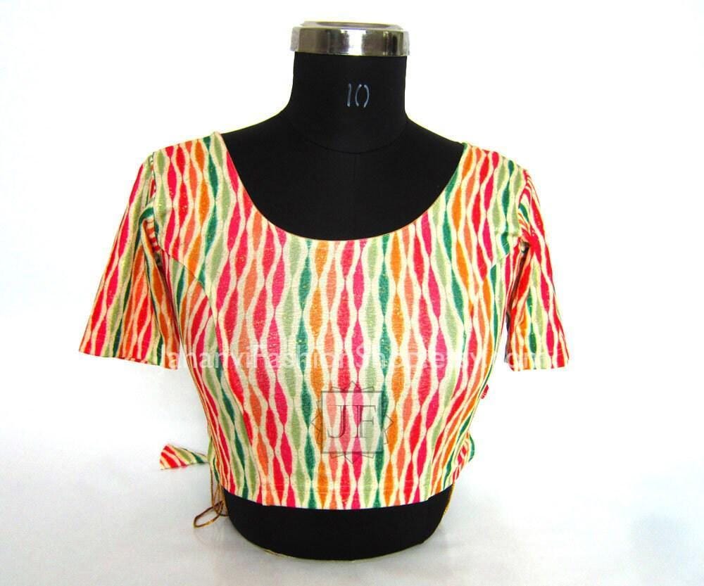 Stretchable Saree Blouse: Free Size Indian Dance Choli Top (XL, XXL)