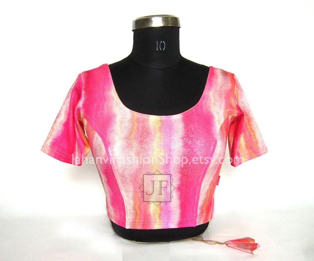 Stretchable Saree Blouse: Free Size Indian Dance Choli Top (XL, XXL)