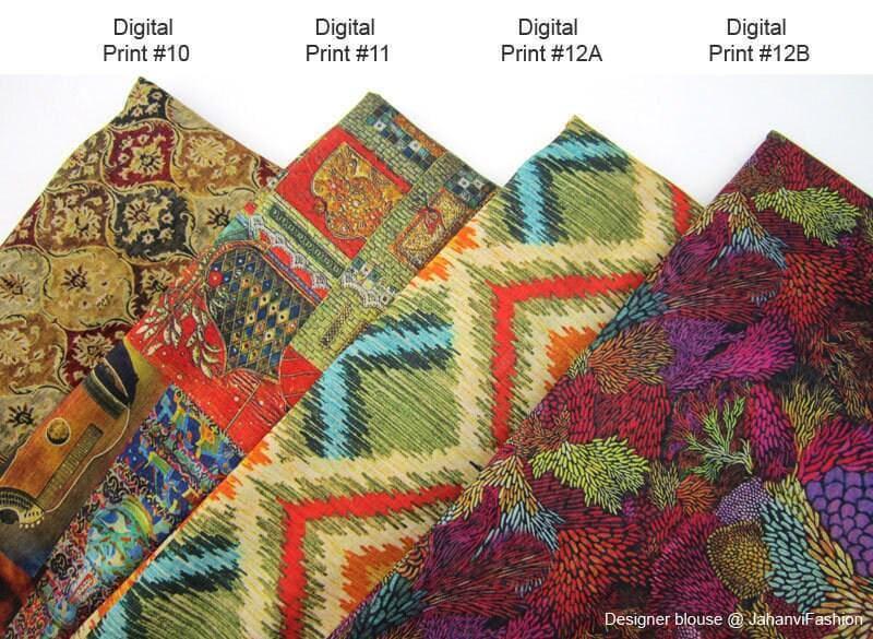 V Neck Saree Blouse: Digital Print, Multicolor Readymade Crop Top