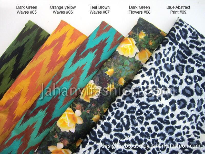 V Neck Saree Blouse- Digital Print, Multicolor Readymade Crop Top