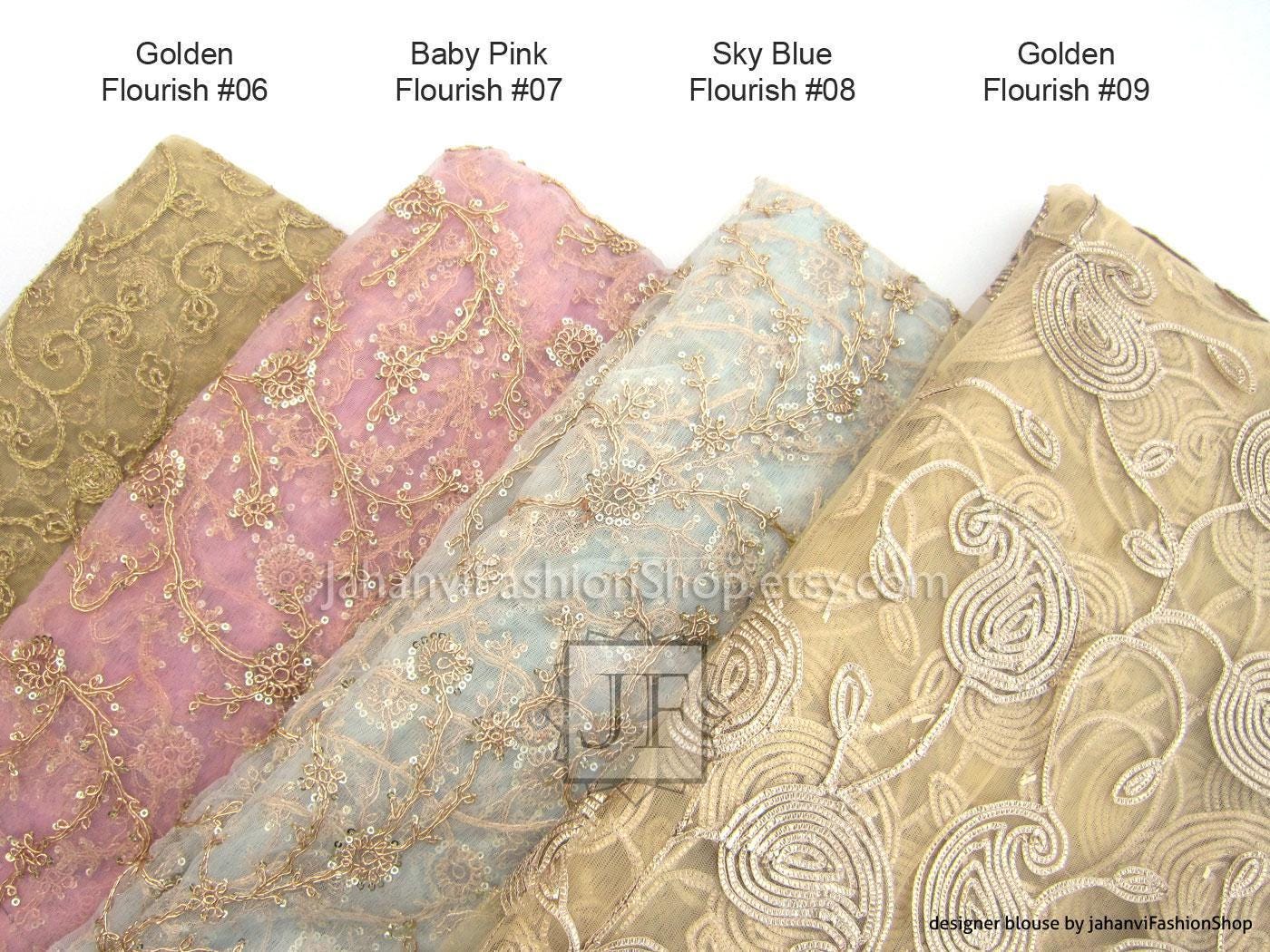 Bridal Embroidered Saree Blouse - 3/4 Net Sleeves, Stitched Fit