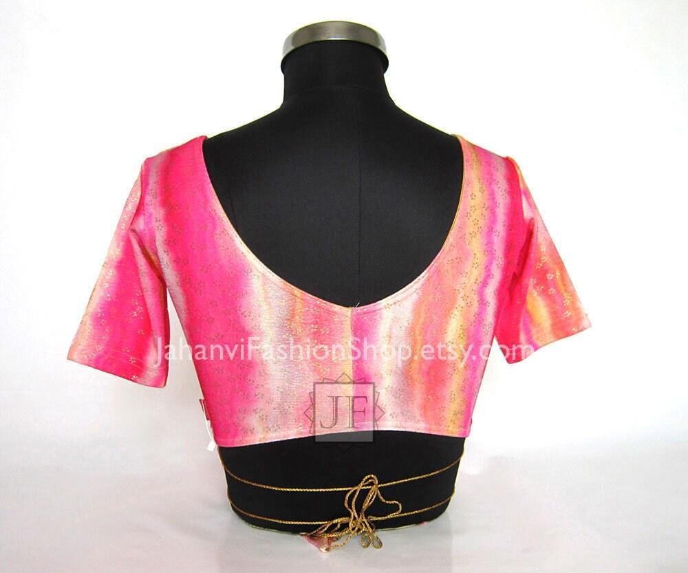 Stretchable Saree Blouse: Free Size Indian Dance Choli Top (XL, XXL)