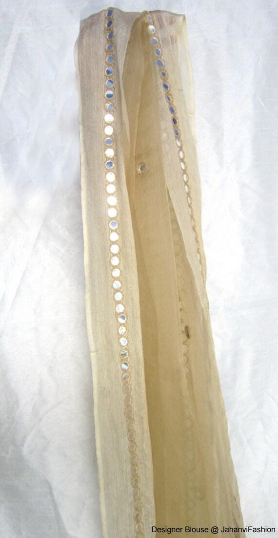 Mirror Work Silk Dupatta: Golden Net Scarf - Casual & Festive Wear