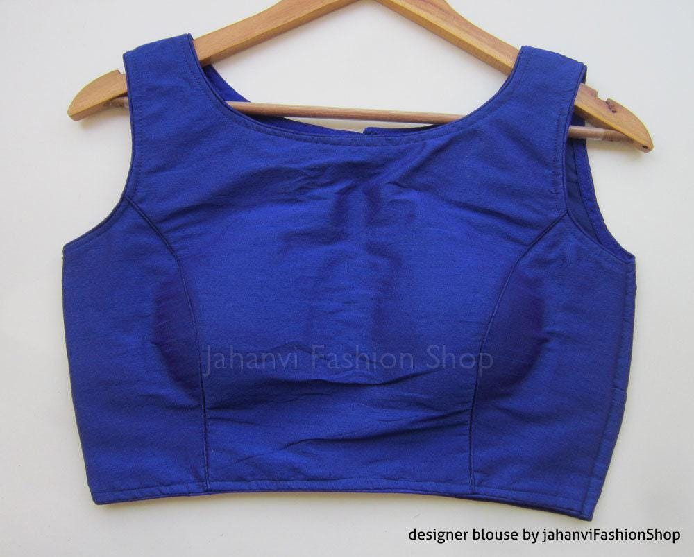 34" bust - Saree Blouse Royal Blue Boat Neck Made To Order Saree Blouse Designer Bridal & Wedding Blouse Ready to Ship