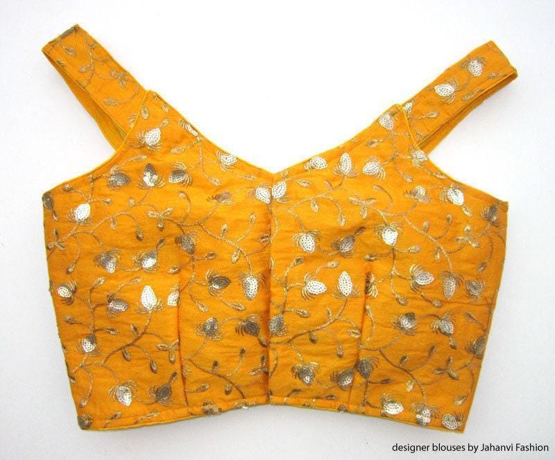Off-Shoulder Embroidered Saree Blouse: Readymade Bridal Top
