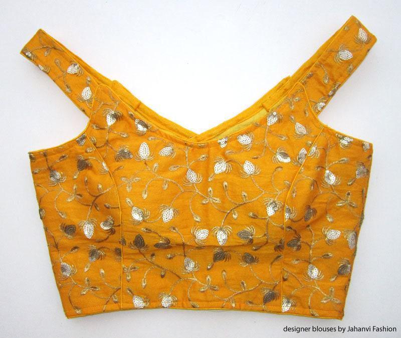 Off-Shoulder Embroidered Saree Blouse: Readymade Bridal Top