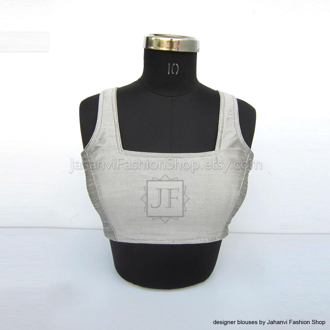 Square Neck Saree Blouse: Open Back Style (Dupion & Banarasi Silk)