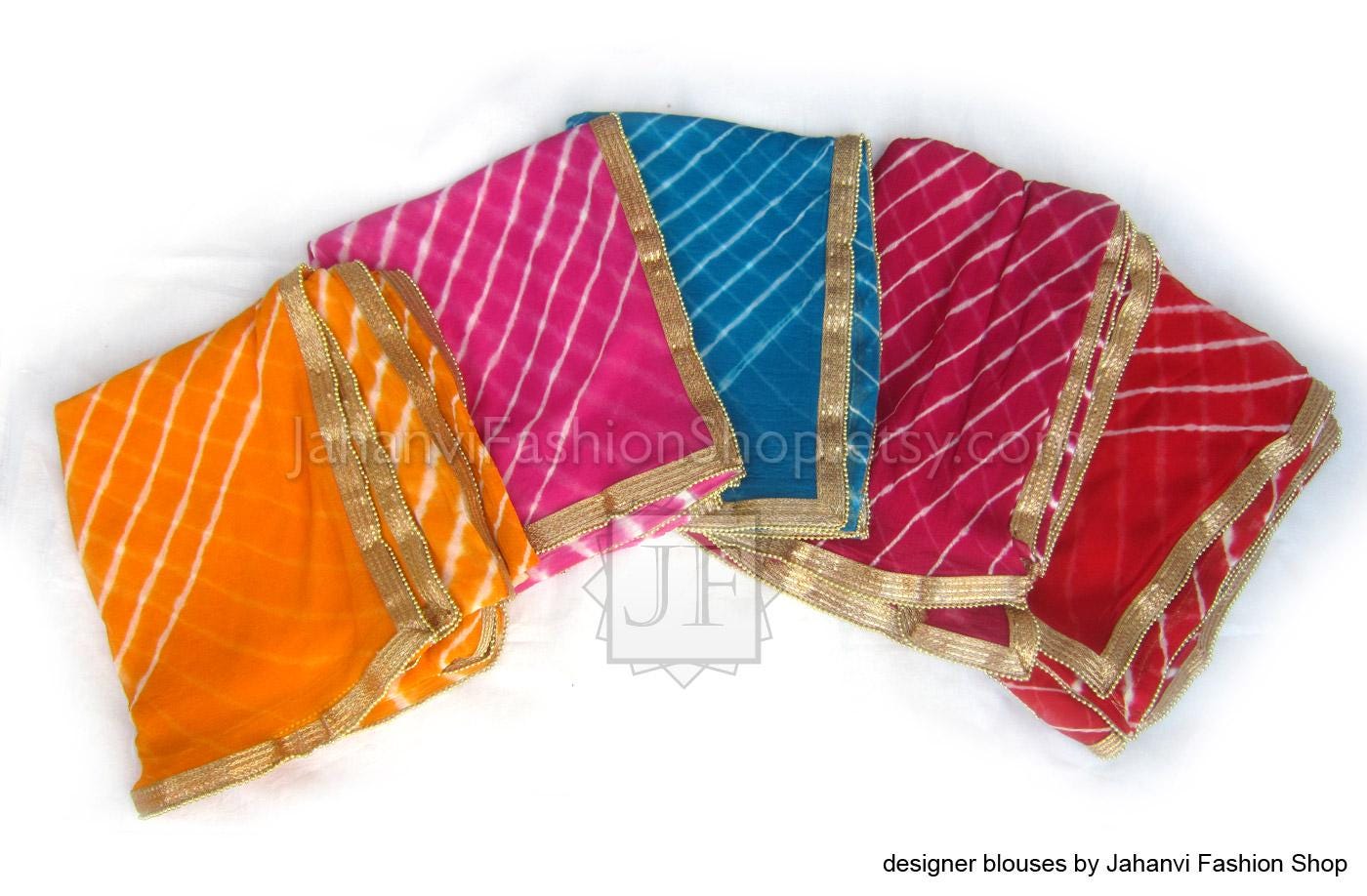 Traditional Indian Dupatta- Striped Leheriya Scarf for Wedding Lehanga