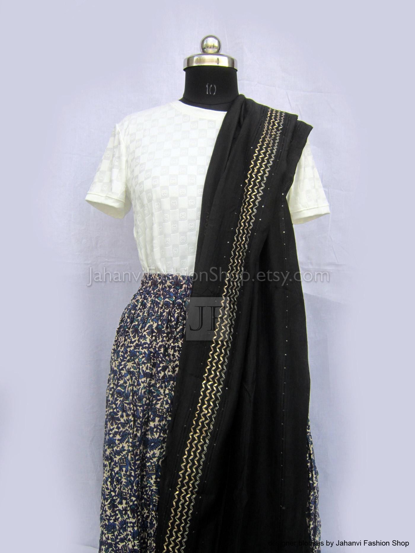 Black Silk Dupatta- Golden Border, Soft and Breathable Fabric