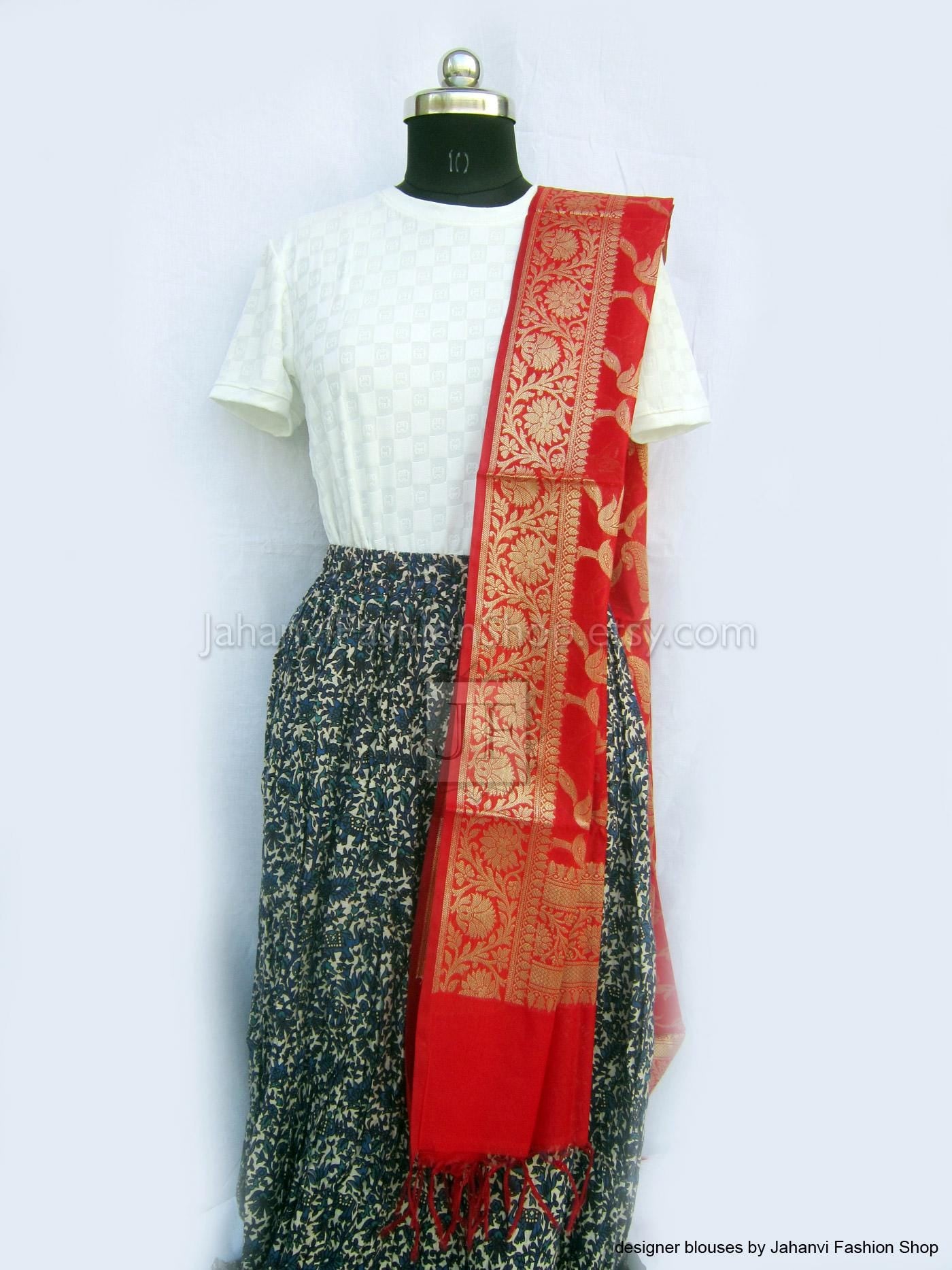Silk Banarsi Dupatta | Stole | Wrap | Red dupatta
