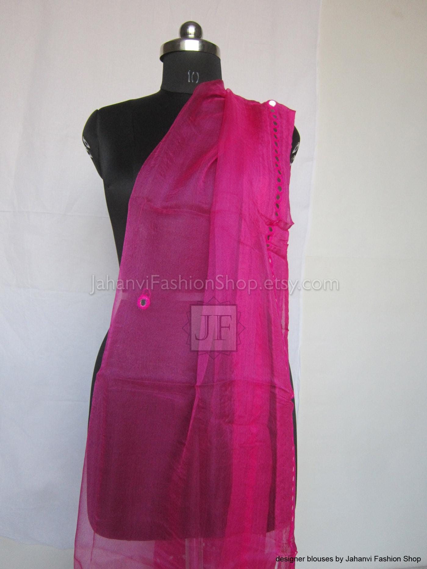 Mirror Work Silk Dupatta: Golden Net Scarf - Casual & Festive Wear