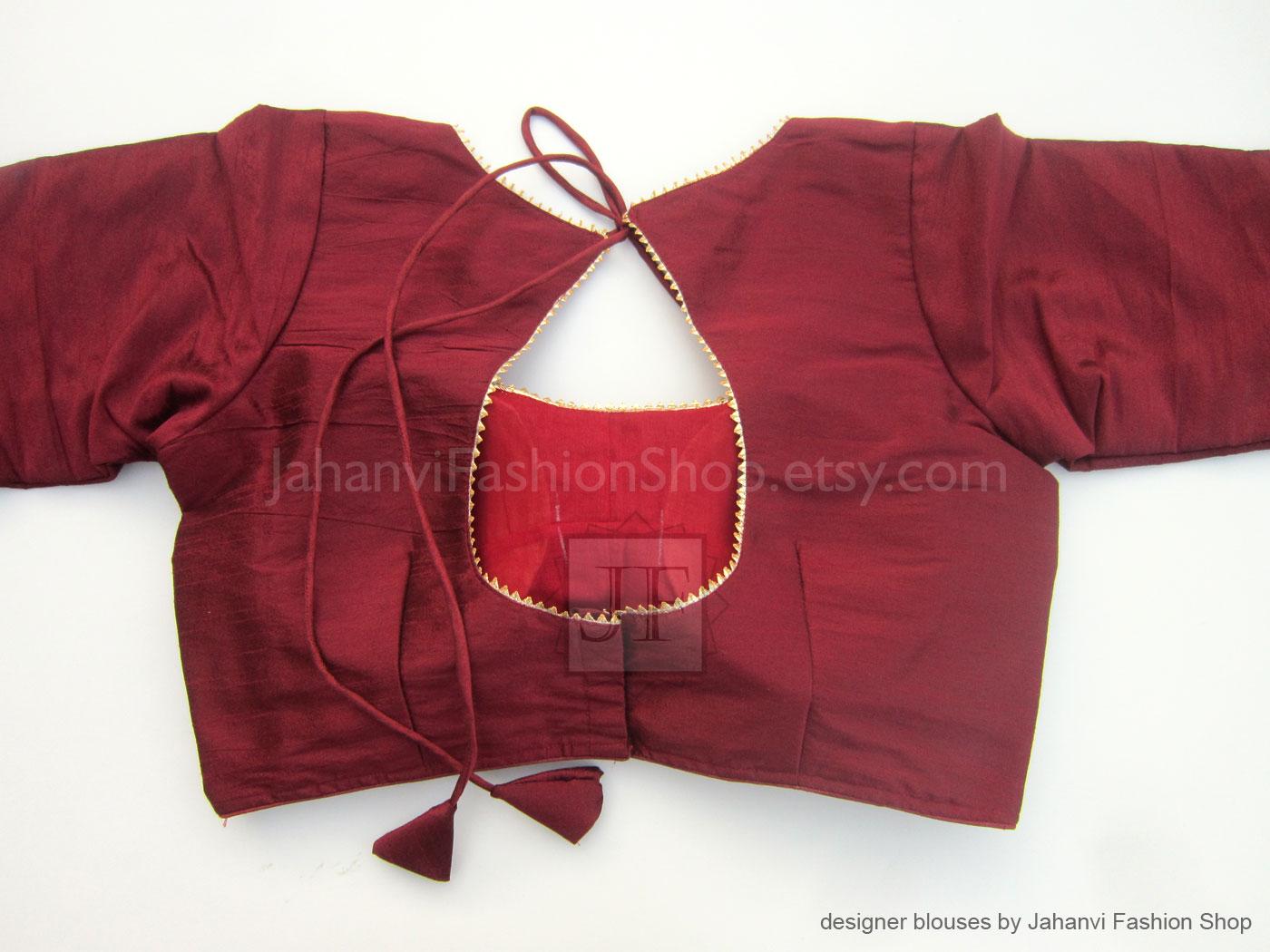 Saree Blouse: Golden Lace Detail - Lightweight Brocade Fabric