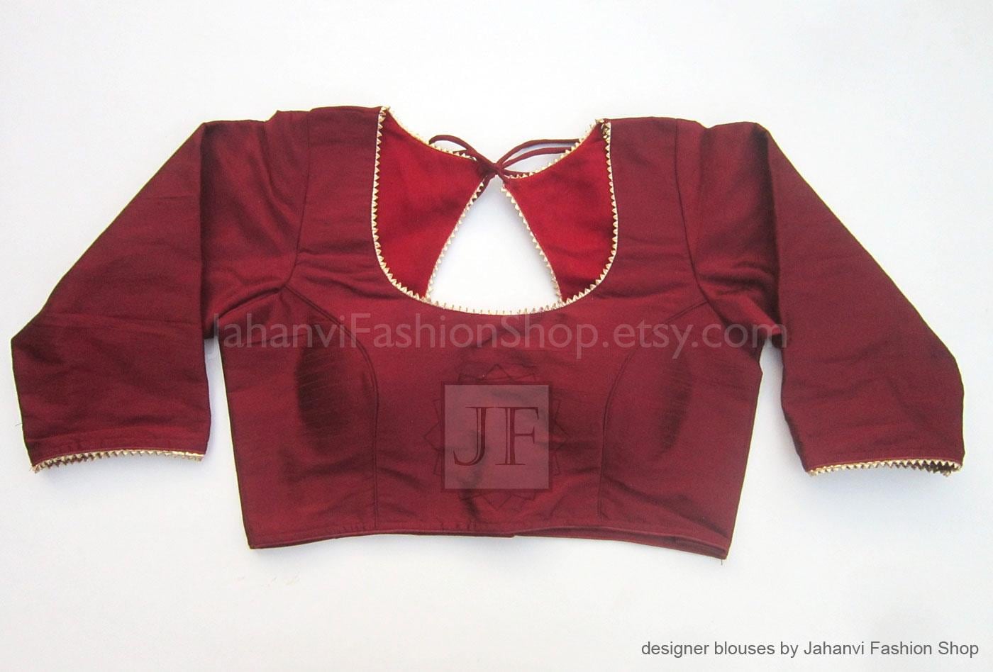 Saree Blouse: Golden Lace Detail - Lightweight Brocade Fabric