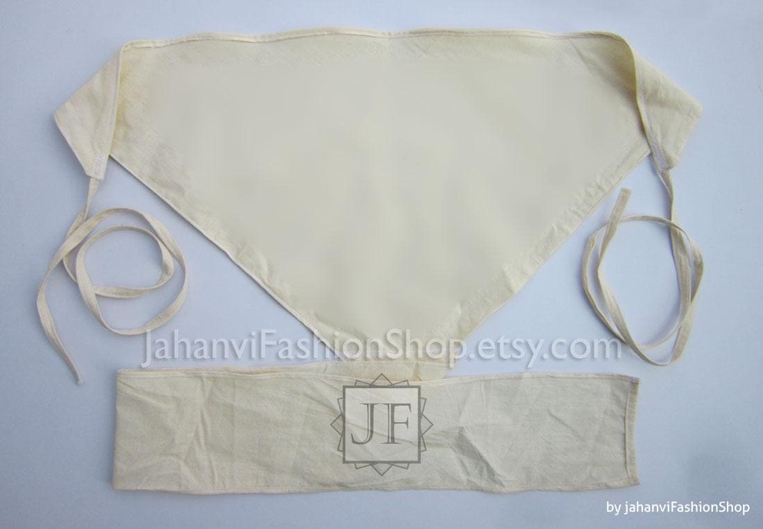Off-white men's langot supporter with matching tie cords and front panel