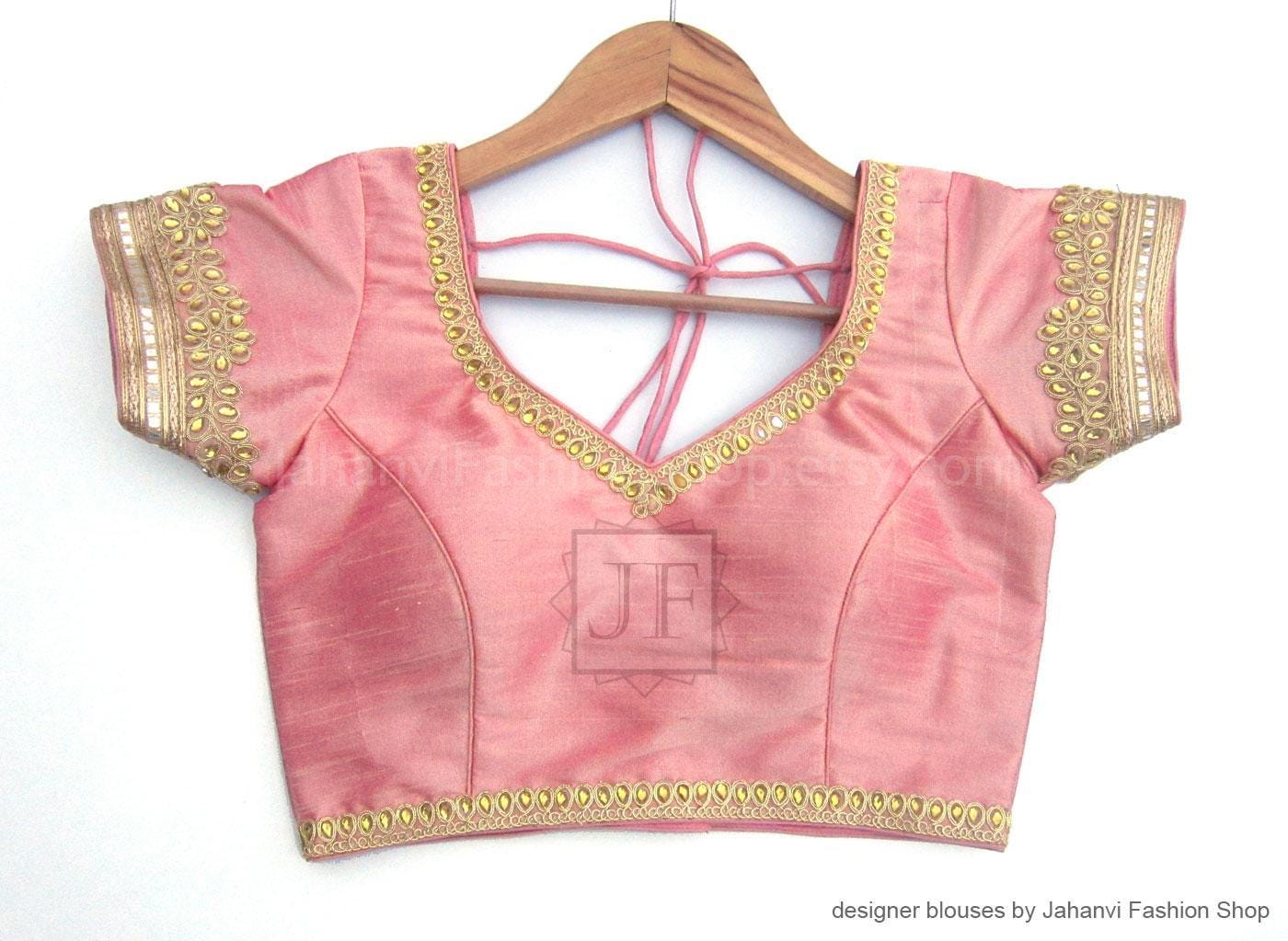 Bridal Saree Blouse- Golden Lace Detail - Back Hook Closure