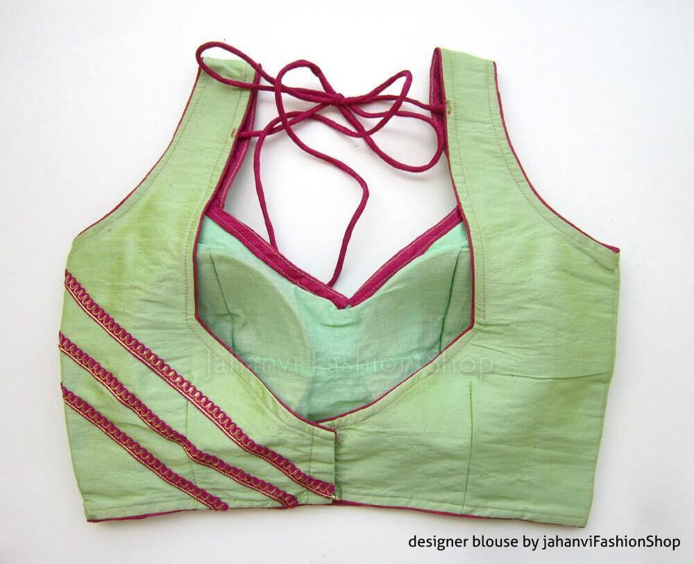 Halter Style Saree Blouse: Designer Sleeveless Crop Top