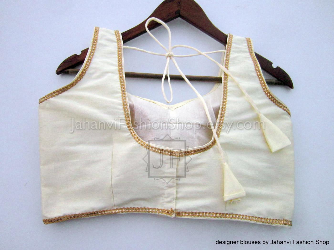 Handmade Designer Saree Blouse: Overall Golden Lace, Made To Order