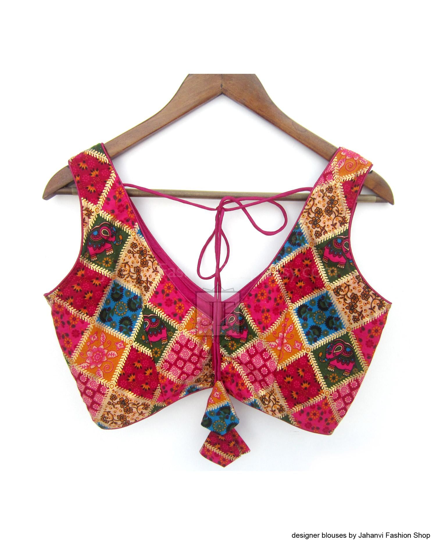 Sabyasachi Deep V-Neck Designer Saree Blouse: Multicolor Top Christmas Gifts for women