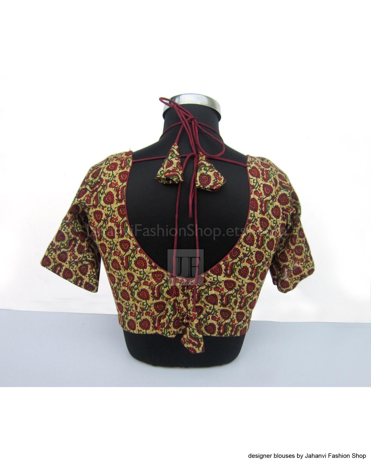 Multicolor Cotton Saree Blouse: Lightweight, Breathable, Back Hook Design