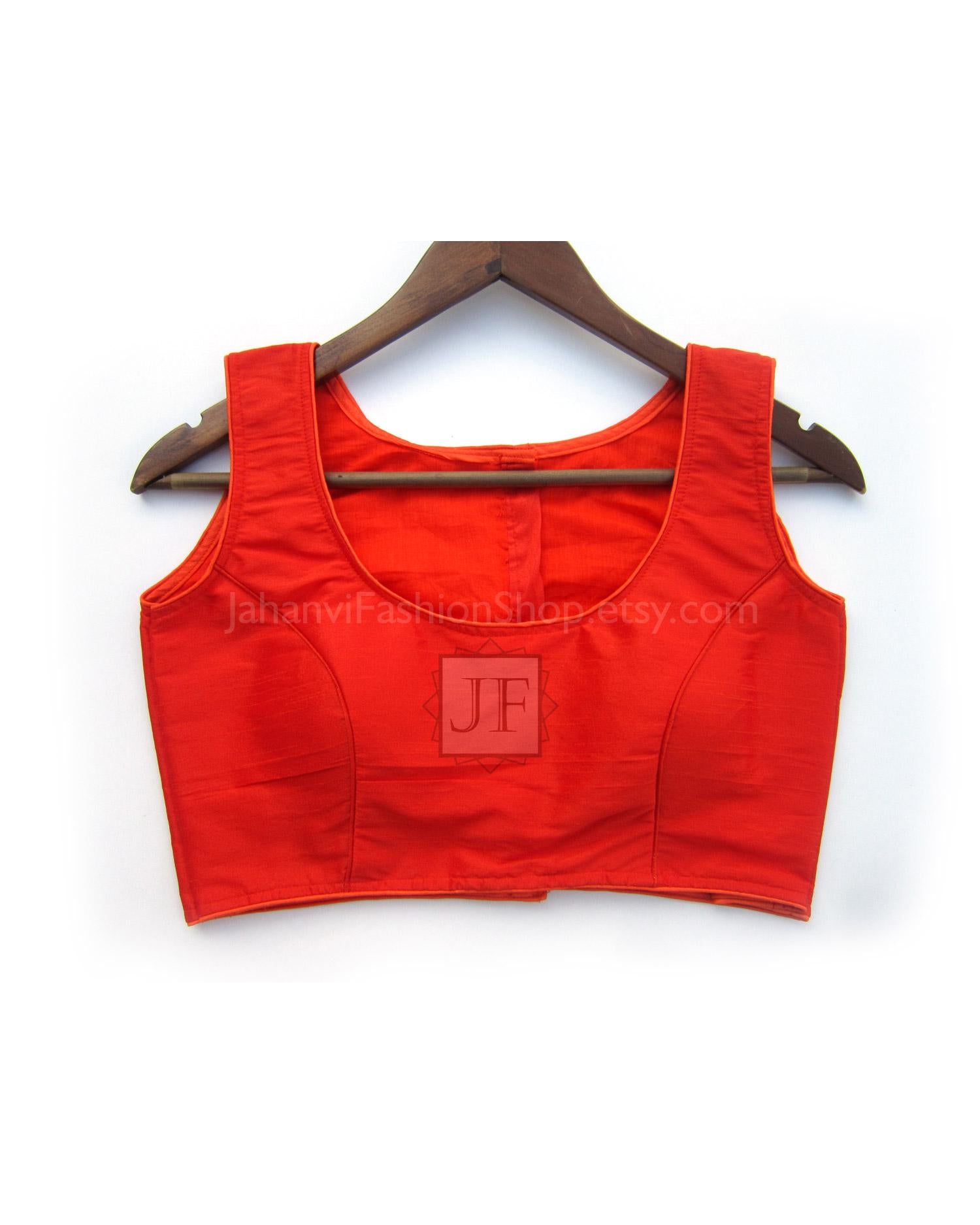 Wide Round Neck Saree Blouse: Lightweight Dupion Silk