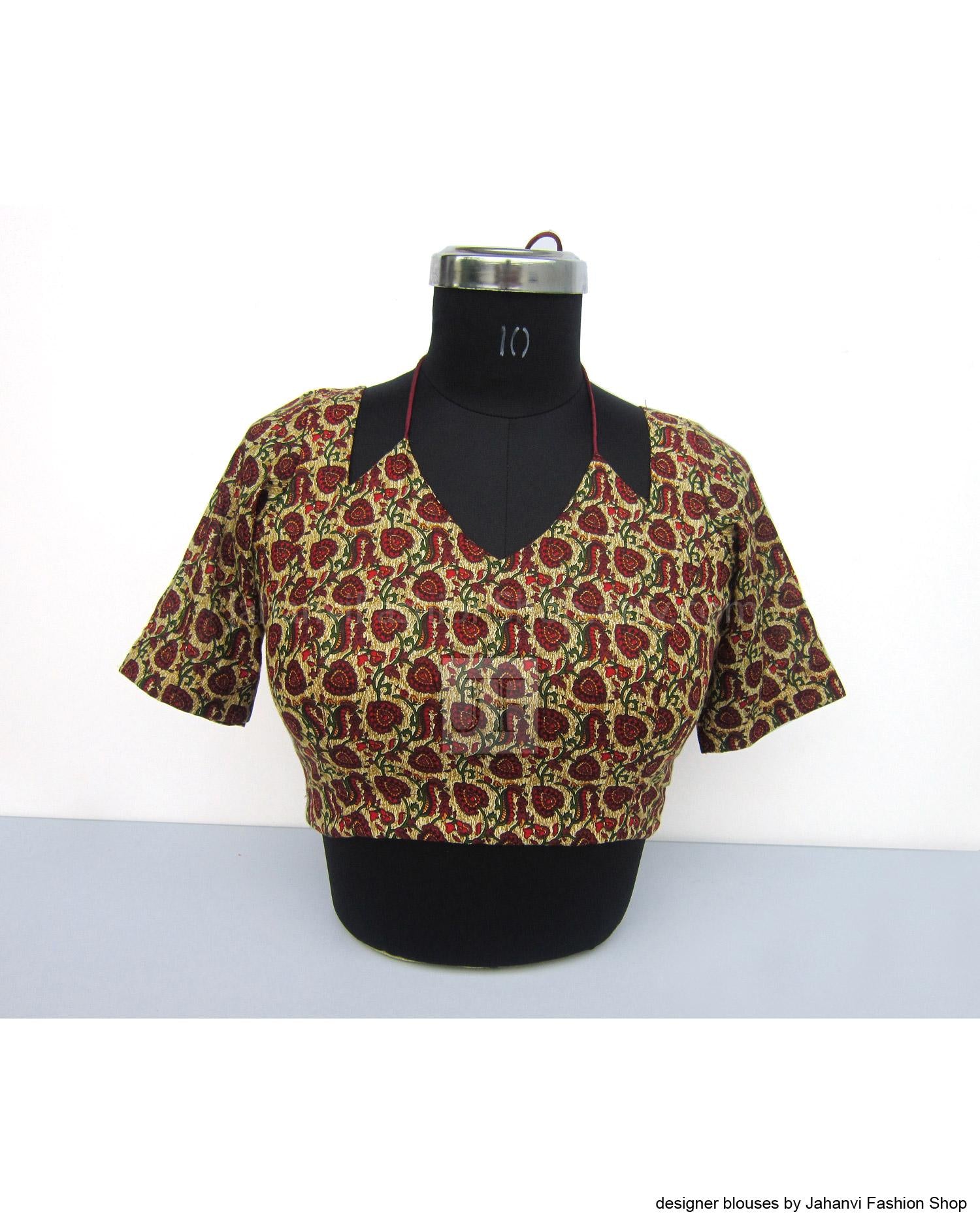 Multicolor Cotton Saree Blouse: Lightweight, Breathable, Back Hook Design