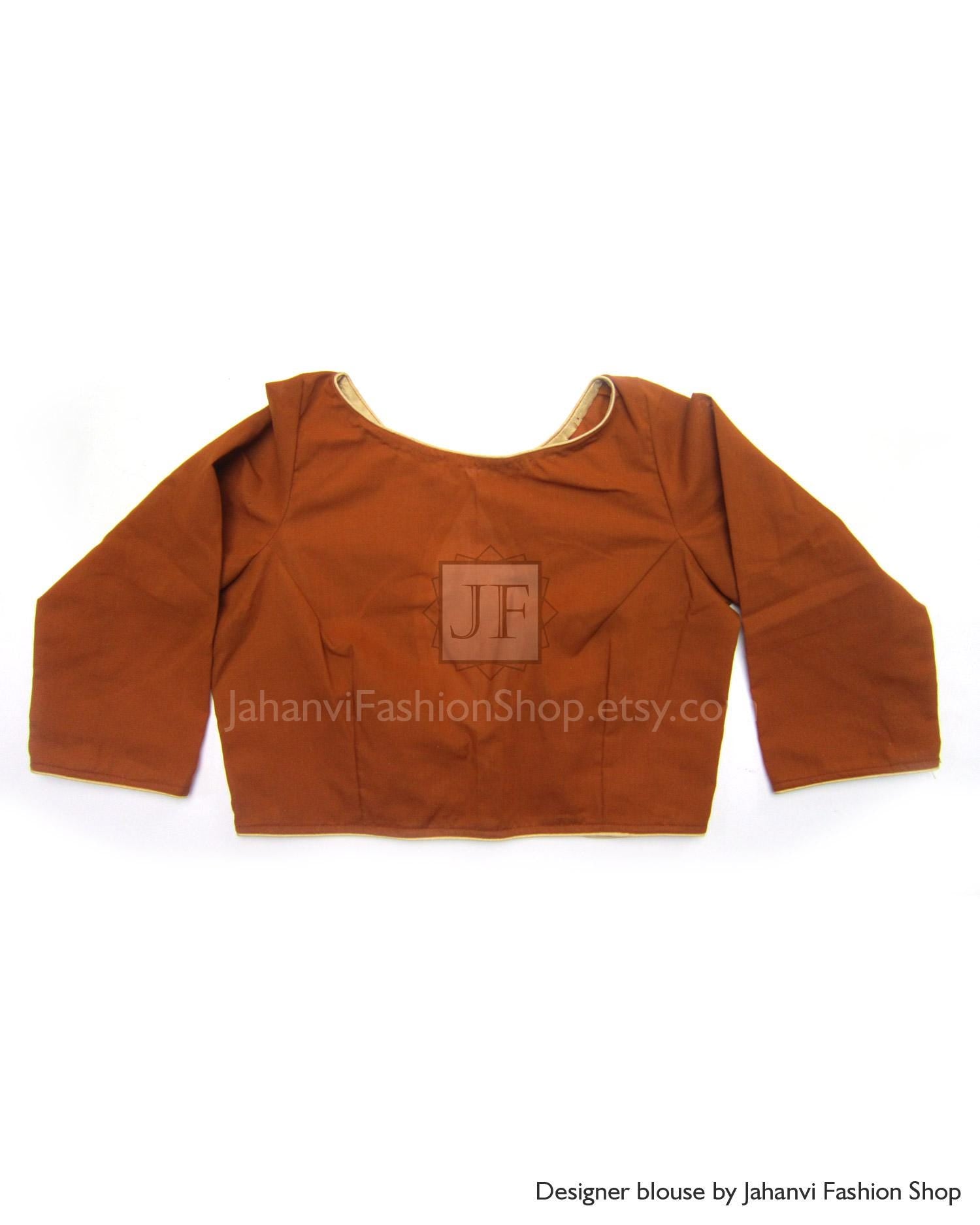 Cotton Saree Blouse: Boat Neck, Lightweight, Longer Sleeves