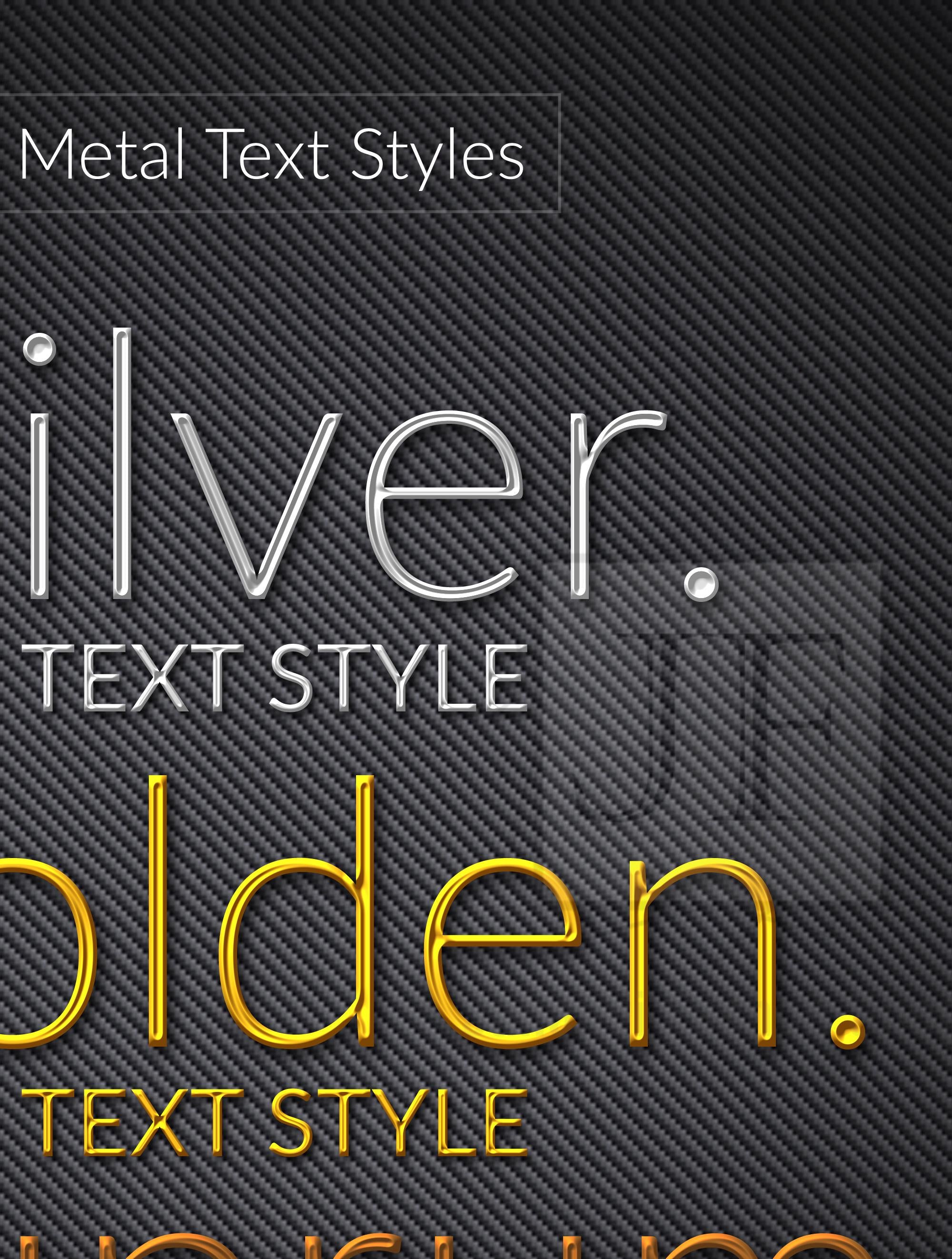 Metal Text Effects, Silver Gold Copper- Photoshop ASL & PSD