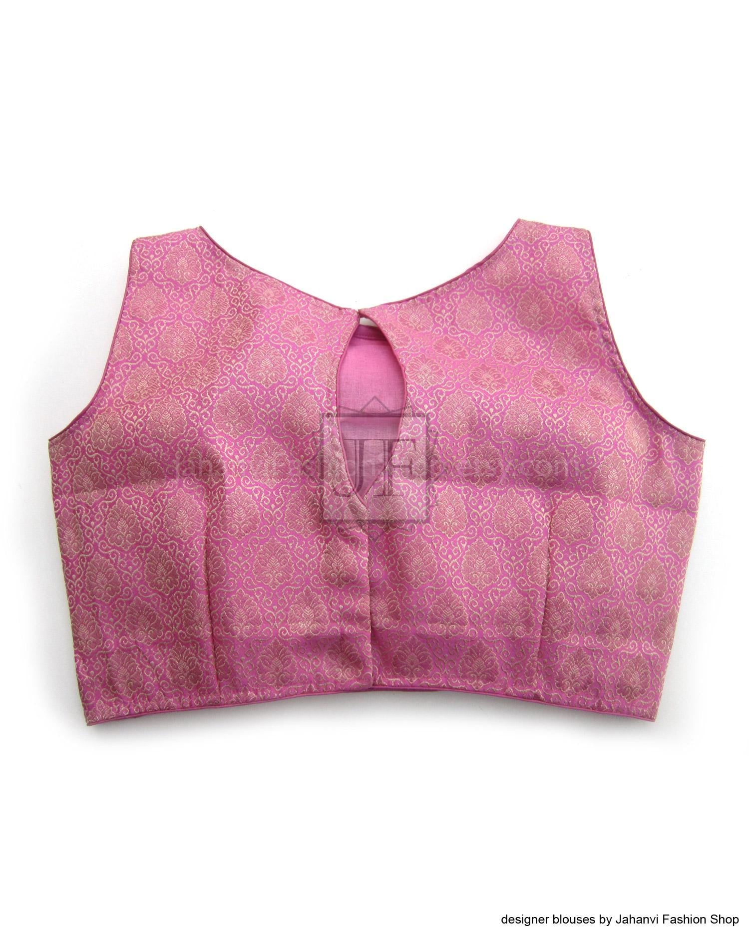 Designer Brocade Saree Blouse: Boat Neck, Handmade Custom Top