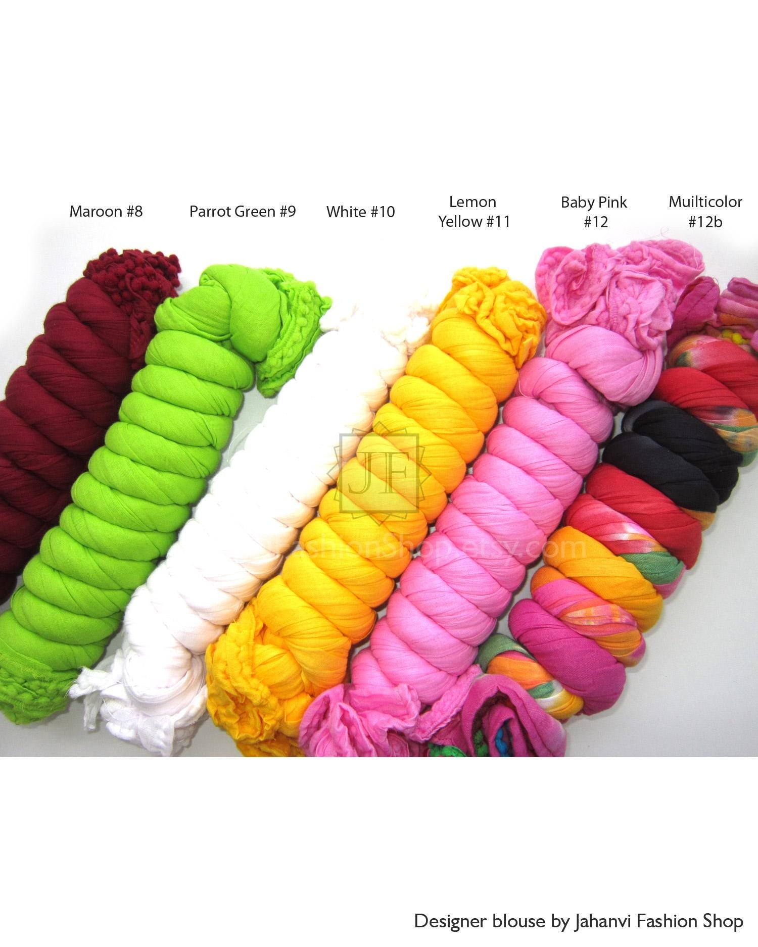 Pure cotton dupatta set of rolled scarves in maroon, green, white, yellow, baby pink, multicolor