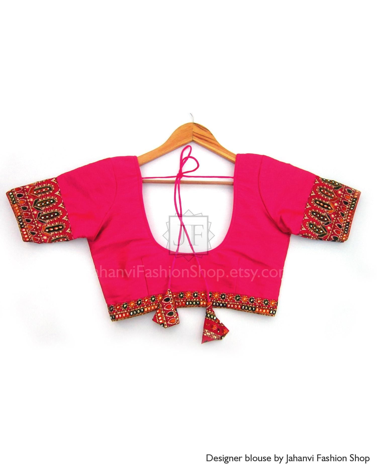 Indian Saree Blouse, Round Neck, Dart Style (Black, Custom Sizes)