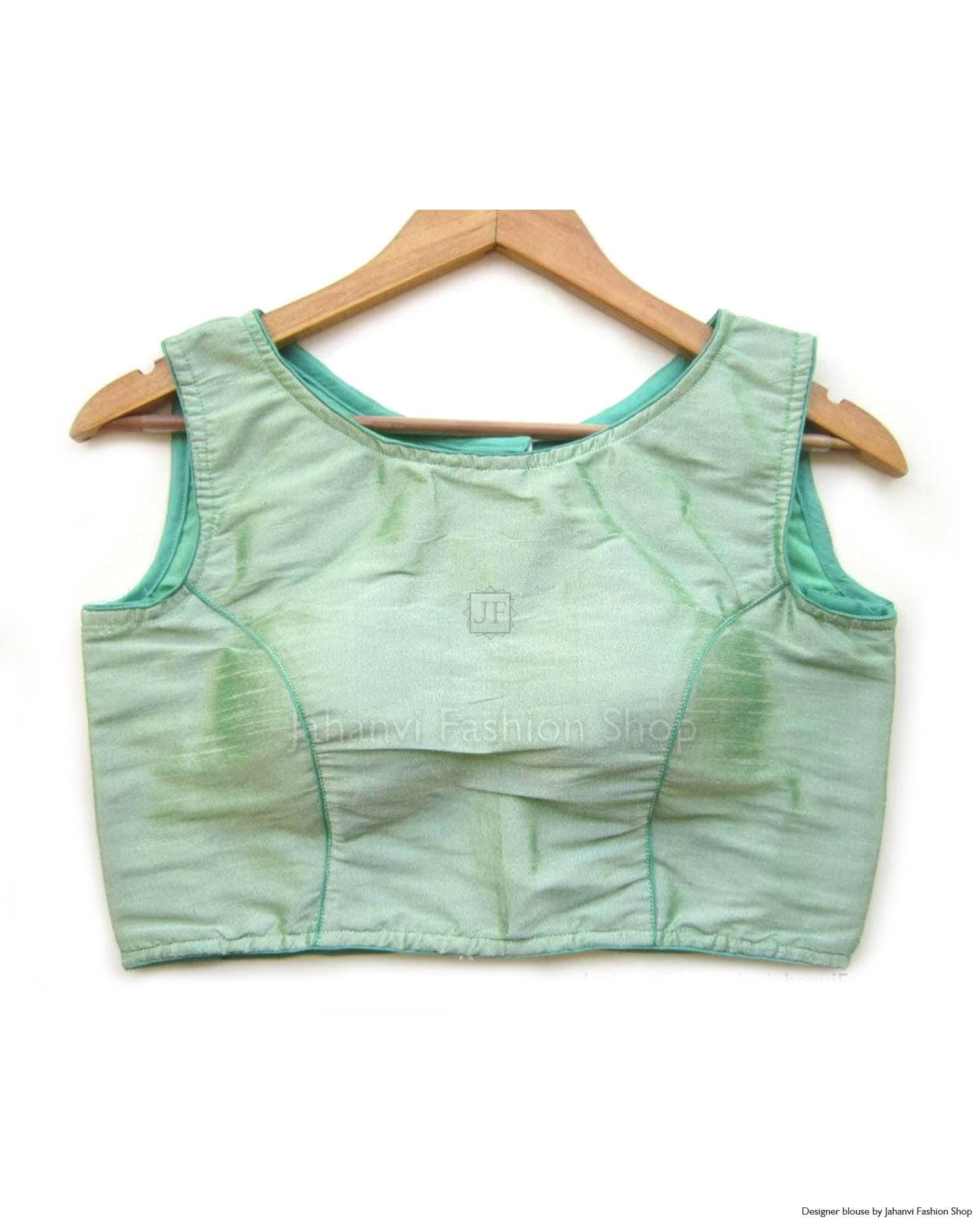 Wedding Saree Blouse: Sleeveless Brocade - Padded, Ready to Wear