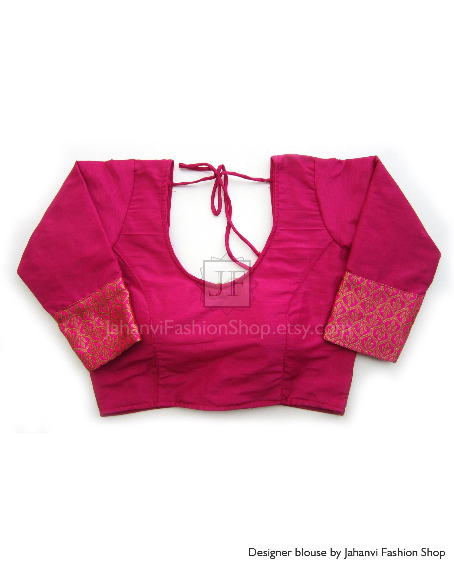 Designer Bridal Saree Blouse - Princess Cut, Brocade Back Detail