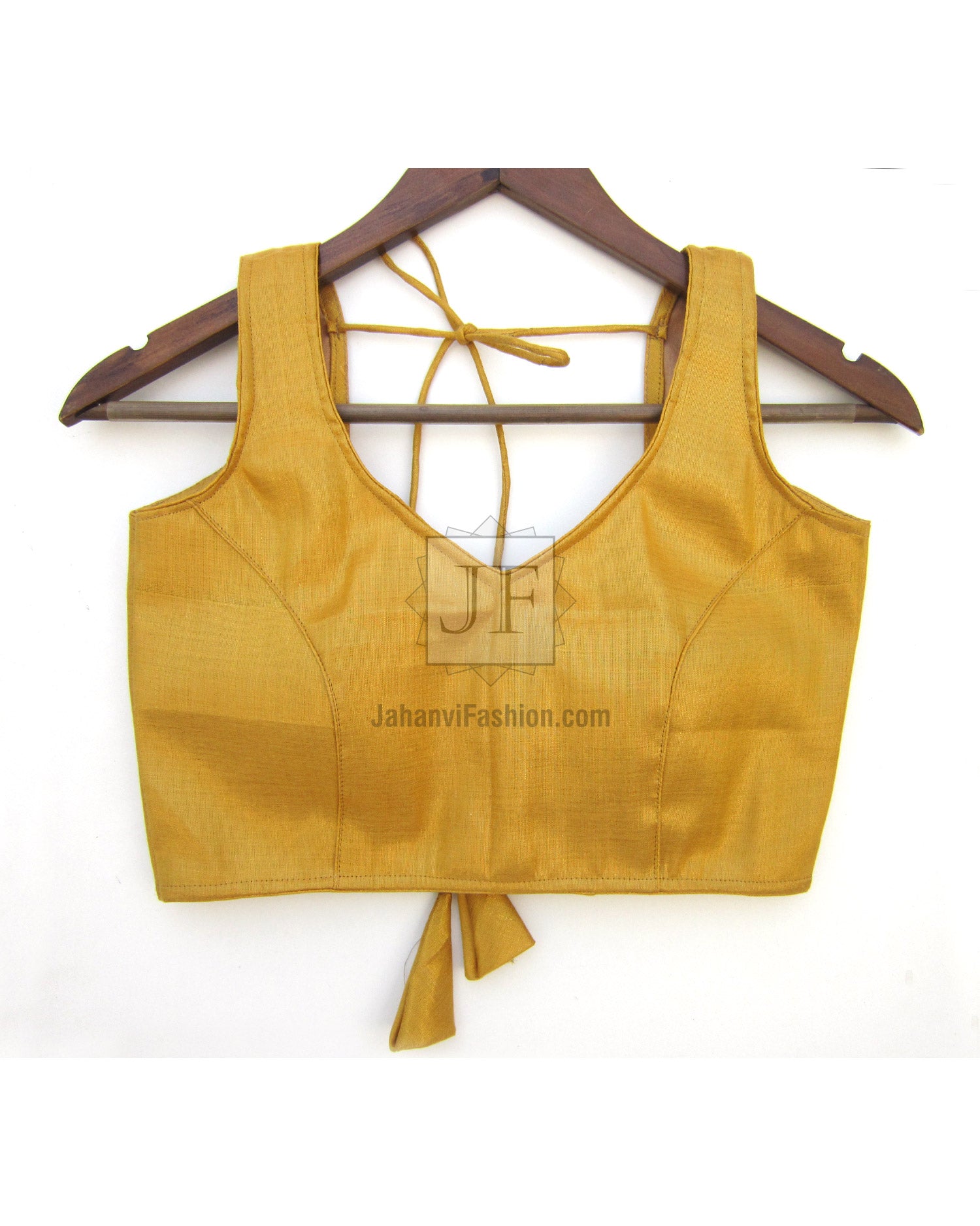 Golden Shimmer Wedding Saree Blouse: Padded, Back Hook Closure
