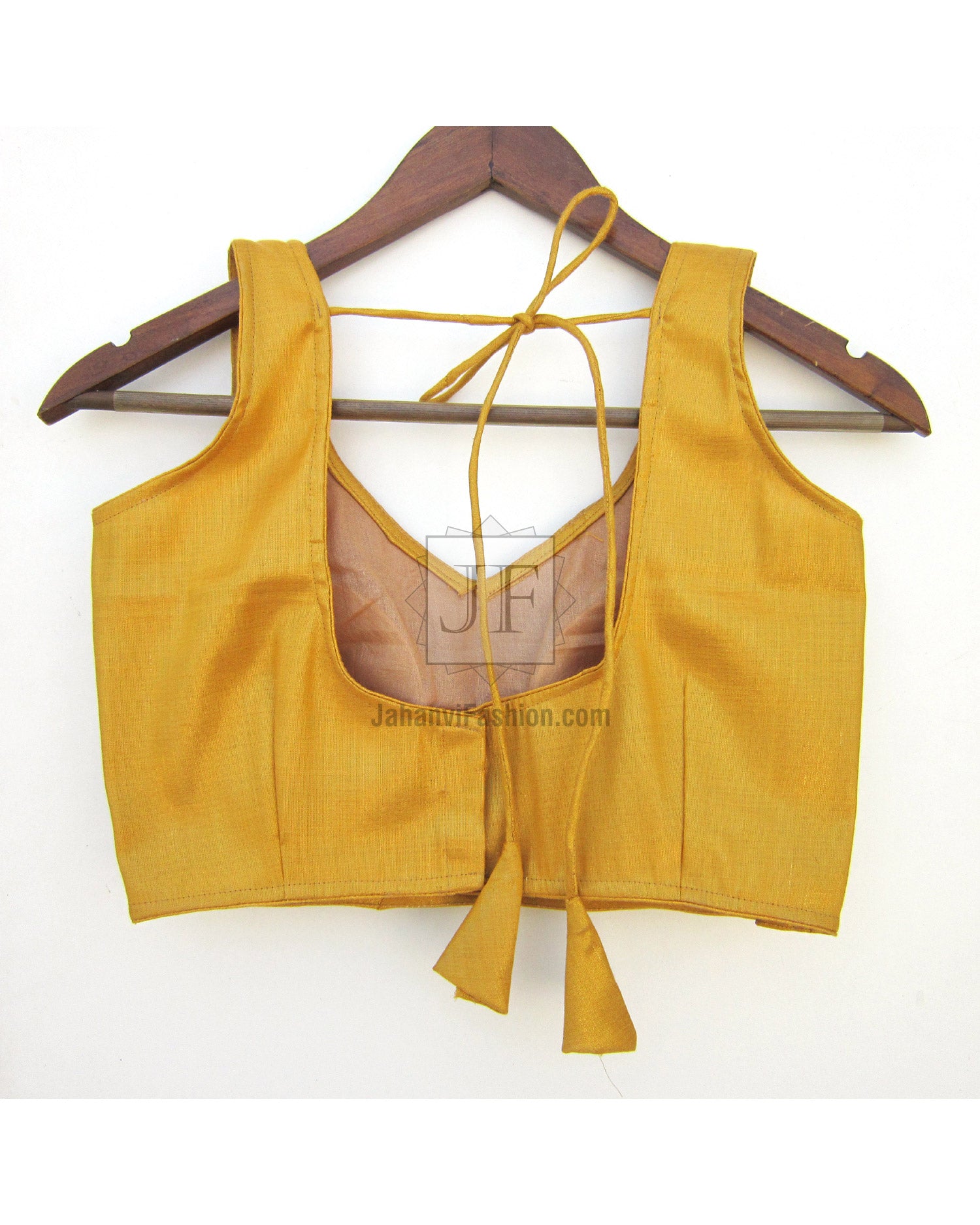 Golden Shimmer Wedding Saree Blouse: Padded, Back Hook Closure