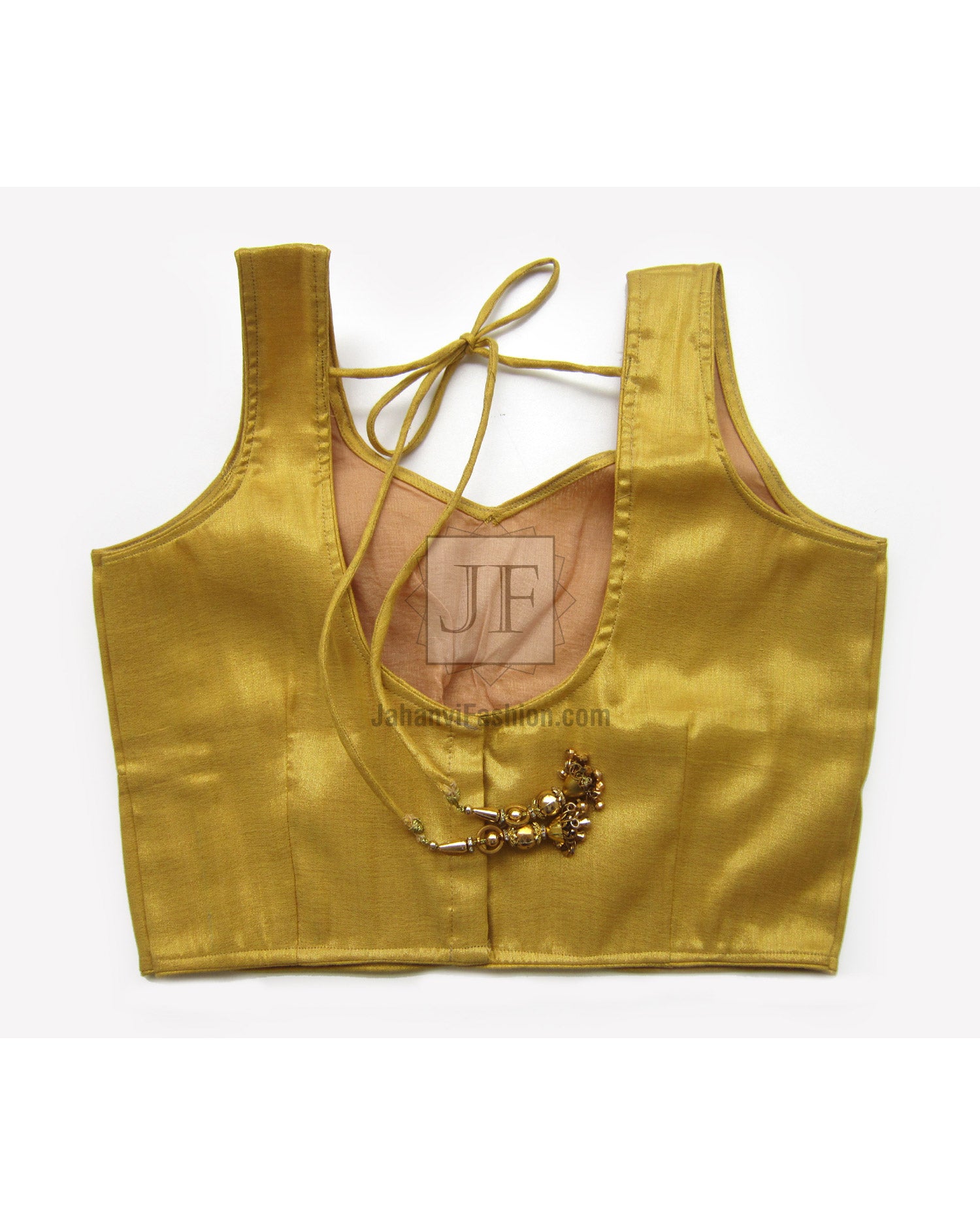 Golden Saree Blouse: V-Neck Shimmer, Custom Bollywood Crop Top