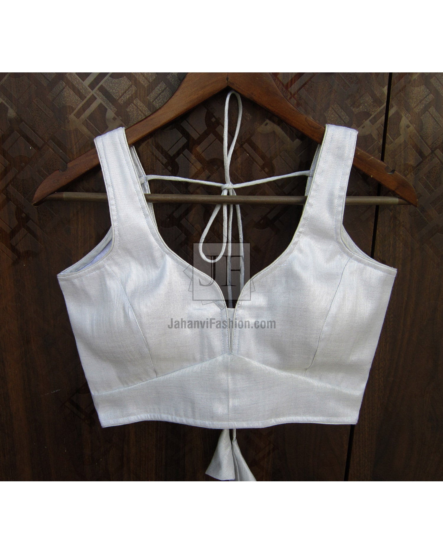 White sleeveless sweetheart saree blouse crop top, lace-up open back with tie center