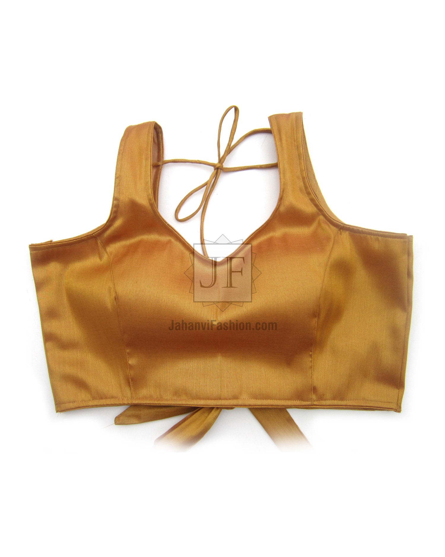 Golden Backless knob Tie Saree Blouse: Sleeveless Designer Party Wear Top for Women