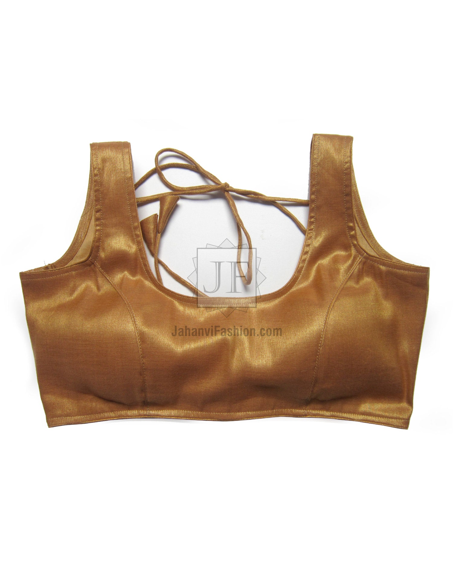 Backless Golden Saree Blouse: Scoop Neck Designer Party Wear Choli for Wedding & Festivals