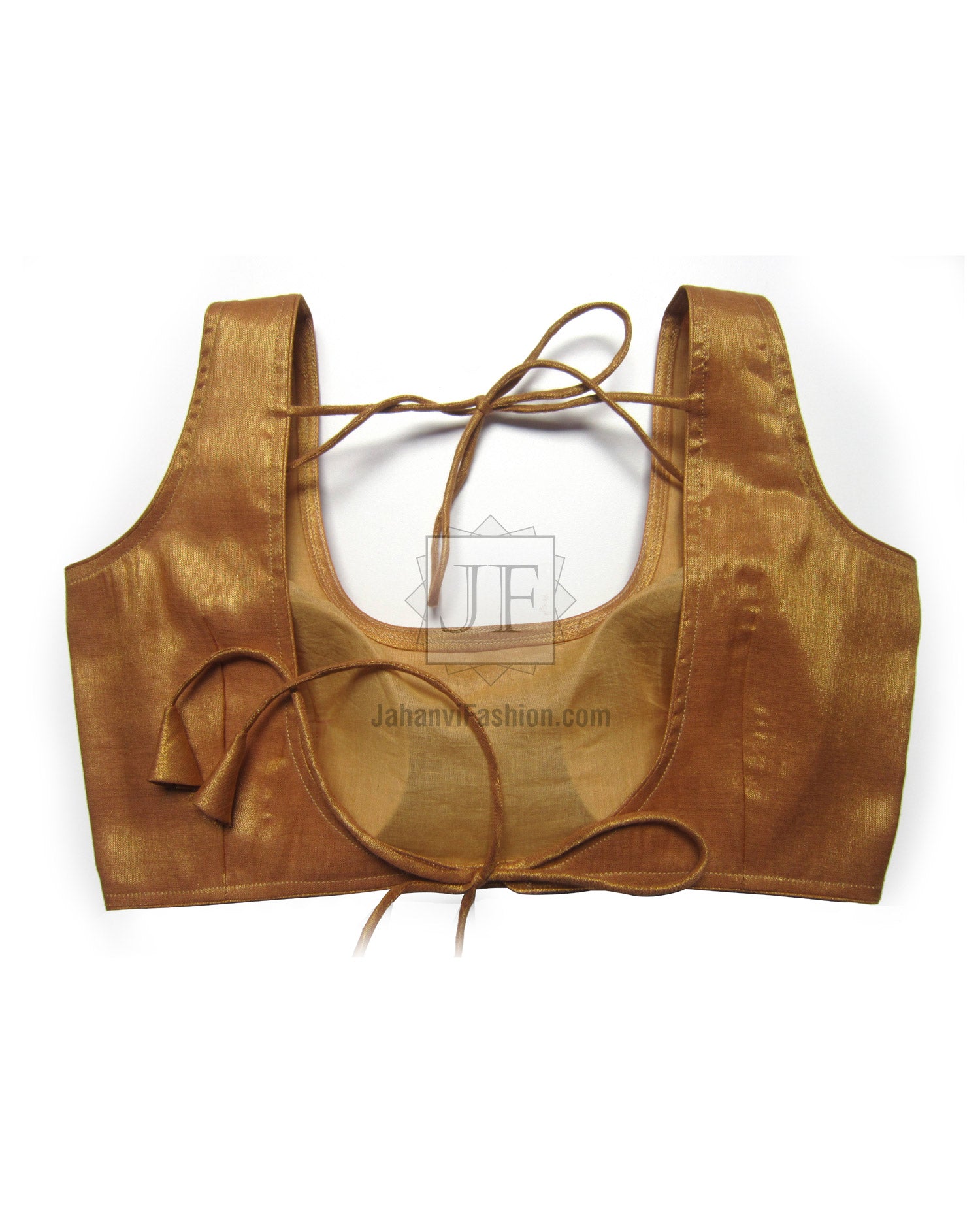 Backless Golden Saree Blouse: Scoop Neck Designer Party Wear Choli for Wedding & Festivals